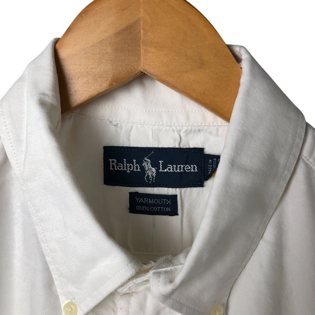 Ralph Lauren YARMOUTH long sleeve button down shirt, men's size L cotton white type Vintage Second Hand