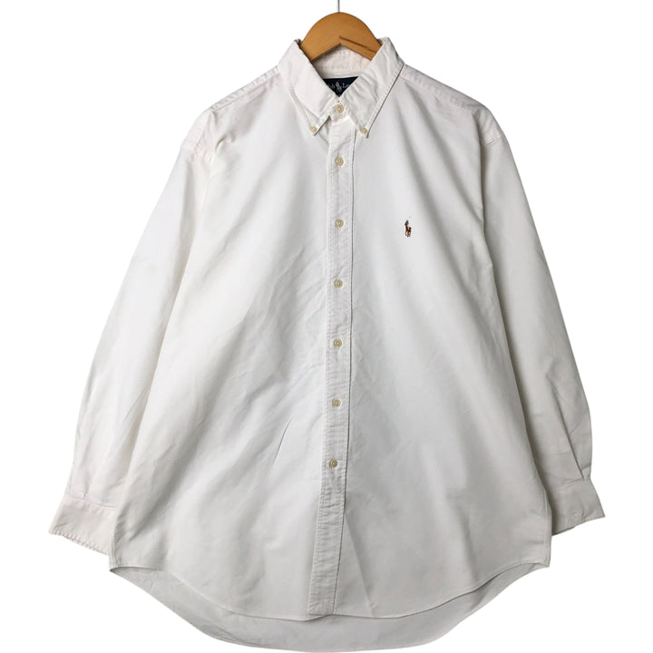 Ralph Lauren YARMOUTH long sleeve button down shirt, men's size L cotton white type Vintage Second Hand