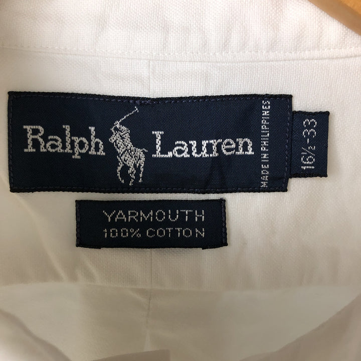 Ralph Lauren YARMOUTH long sleeve button down shirt, men's size L cotton white type Vintage Second Hand