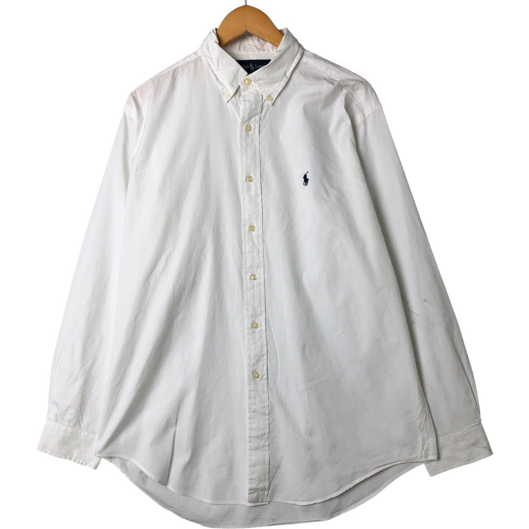 Ralph Lauren YARMOUTH long sleeve button down shirt, men's size L cotton white type Vintage Second Hand