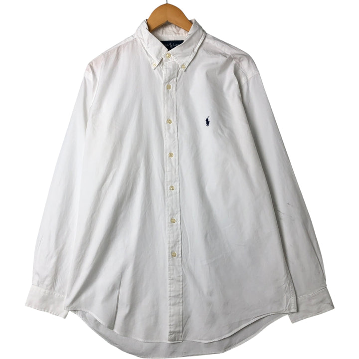 Ralph Lauren YARMOUTH long sleeve button down shirt, men's size L cotton white type Vintage Second Hand
