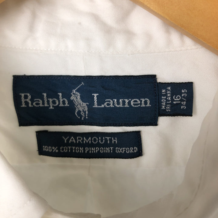 Ralph Lauren YARMOUTH long sleeve button down shirt, men's size L cotton white type Vintage Second Hand