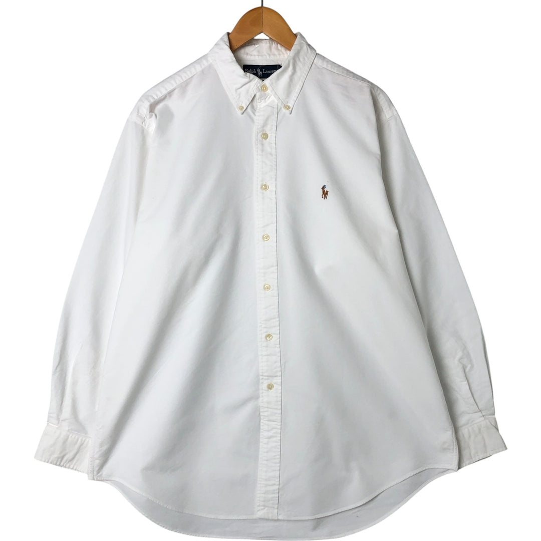 Ralph Lauren YARMOUTH long sleeve button down shirt, men's size L cotton white type Vintage Second Hand