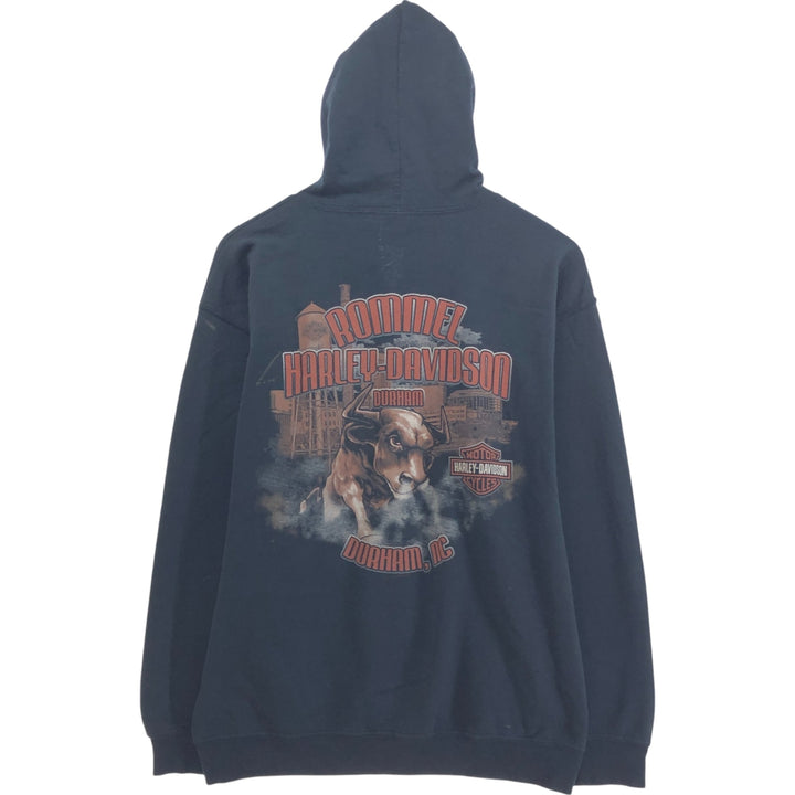 Harley-Davidson cow print full zip sweatshirt, men's M size cotton black type Vintage Second Hand