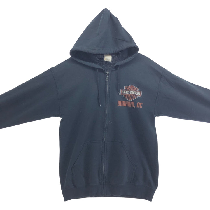 Harley-Davidson cow print full zip sweatshirt, men's M size cotton black type Vintage Second Hand