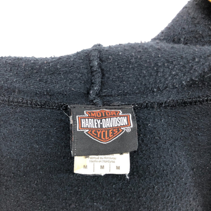 Harley-Davidson cow print full zip sweatshirt, men's M size cotton black type Vintage Second Hand