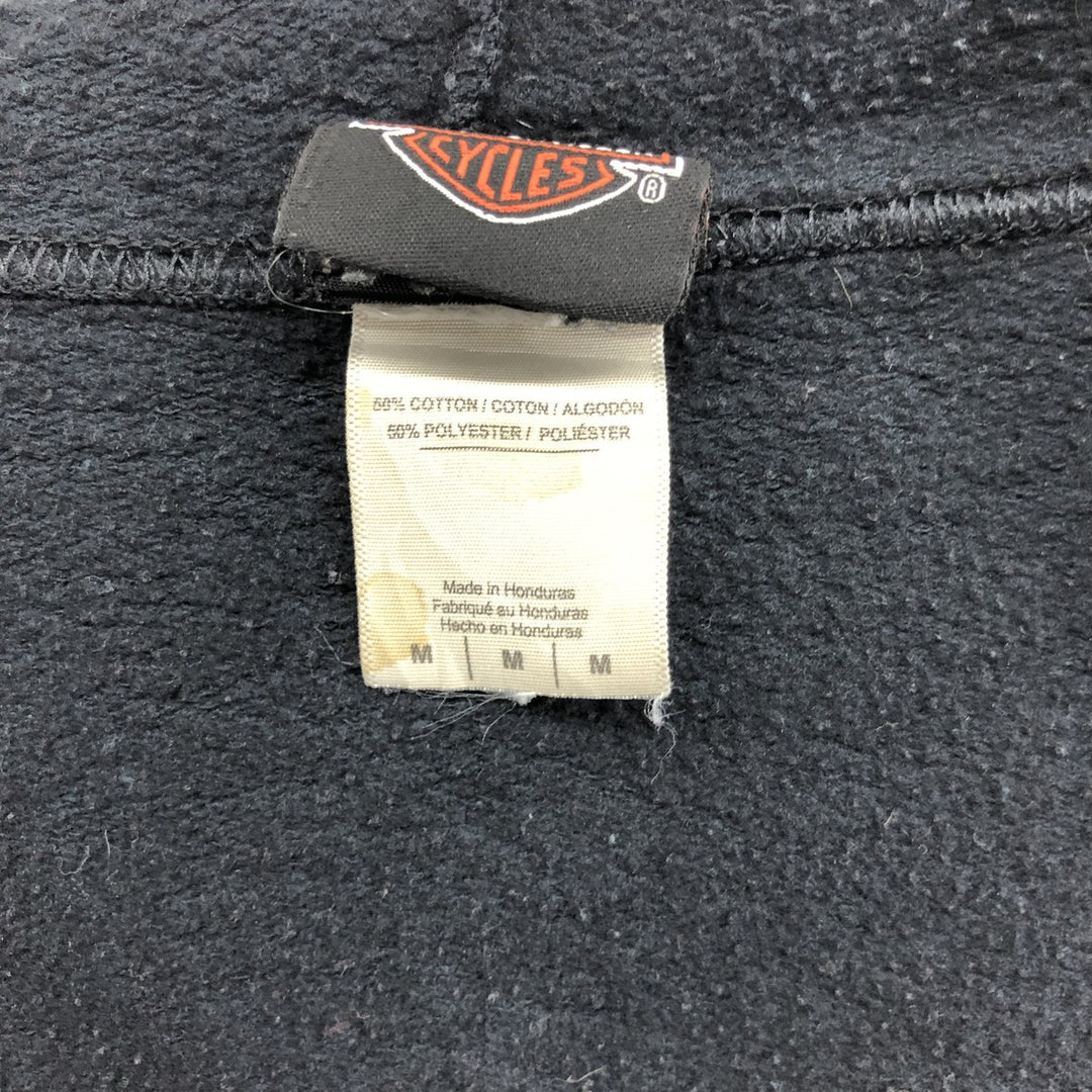 Harley-Davidson cow print full zip sweatshirt, men's M size cotton black type Vintage Second Hand