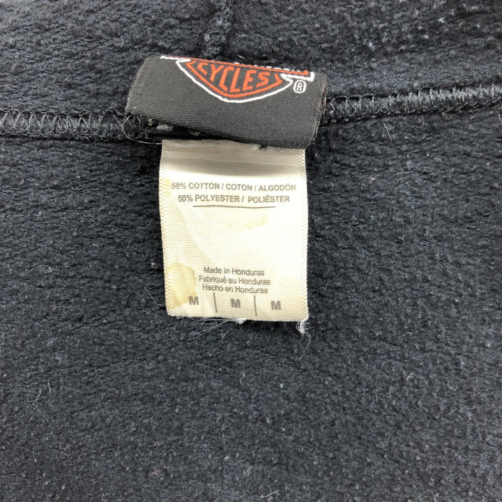 Harley-Davidson cow print full zip sweatshirt, men's M size cotton black type Vintage Second Hand