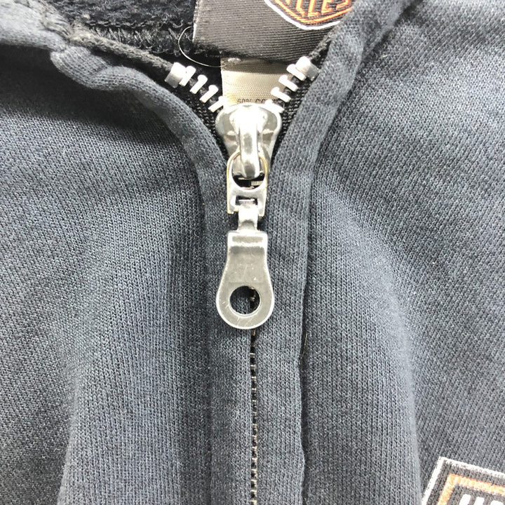 Harley-Davidson cow print full zip sweatshirt, men's M size cotton black type Vintage Second Hand