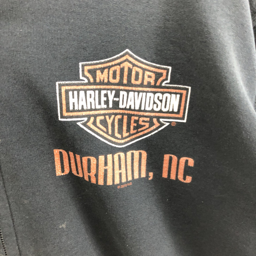 Harley-Davidson cow print full zip sweatshirt, men's M size cotton black type Vintage Second Hand