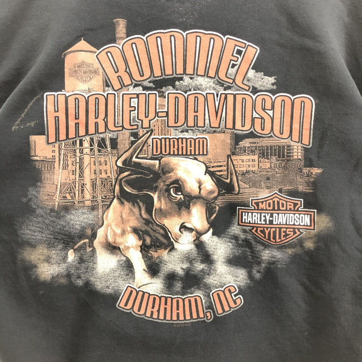 Harley-Davidson cow print full zip sweatshirt, men's M size cotton black type Vintage Second Hand