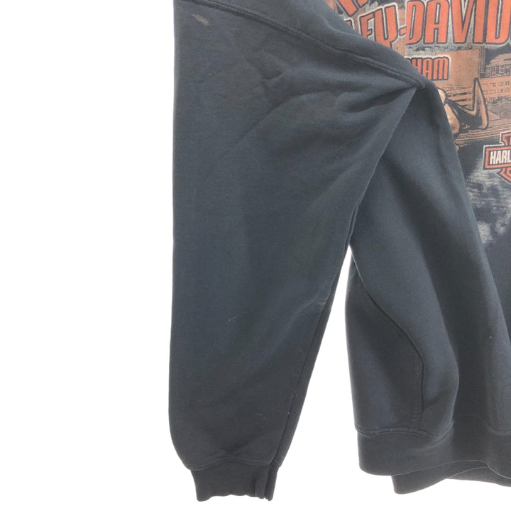 Harley-Davidson cow print full zip sweatshirt, men's M size cotton black type Vintage Second Hand