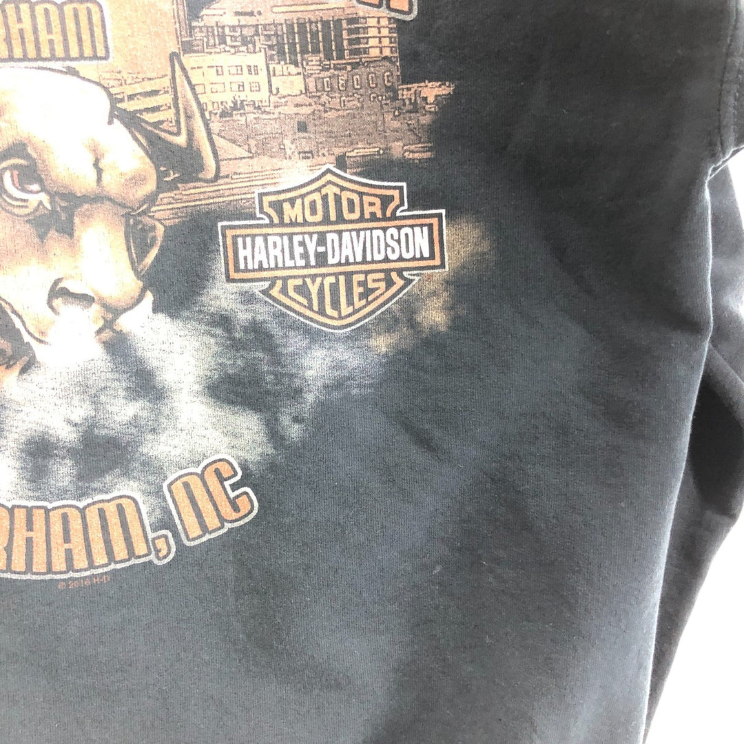 Harley-Davidson cow print full zip sweatshirt, men's M size cotton black type Vintage Second Hand