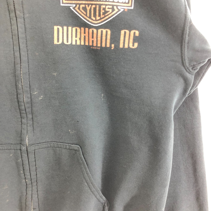 Harley-Davidson cow print full zip sweatshirt, men's M size cotton black type Vintage Second Hand