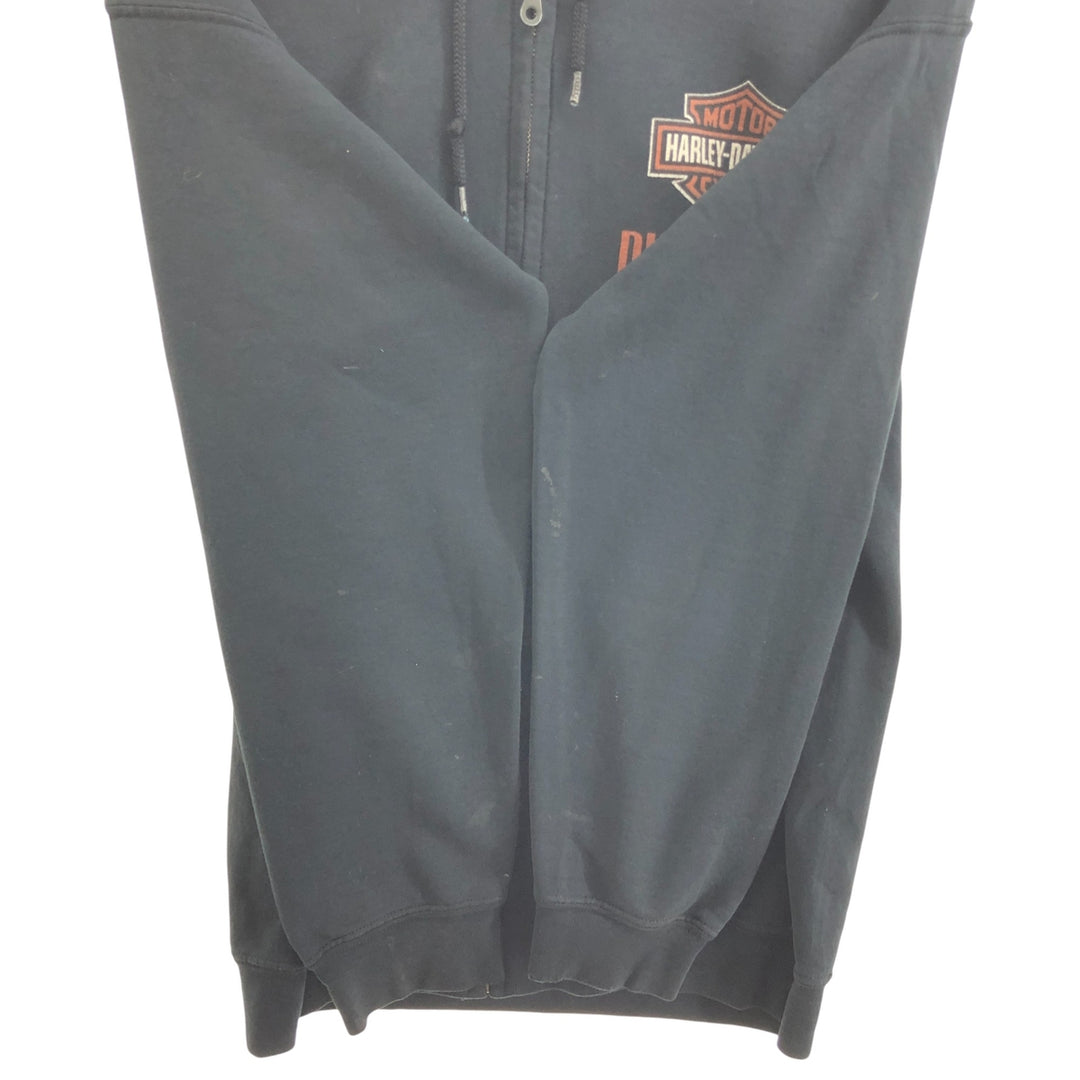 Harley-Davidson cow print full zip sweatshirt, men's M size cotton black type Vintage Second Hand