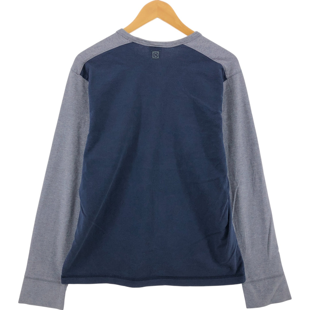 NAUTICA JEANS COMPANY Long T-shirt, Men's M size cotton navy blue type Vintage Second Hand