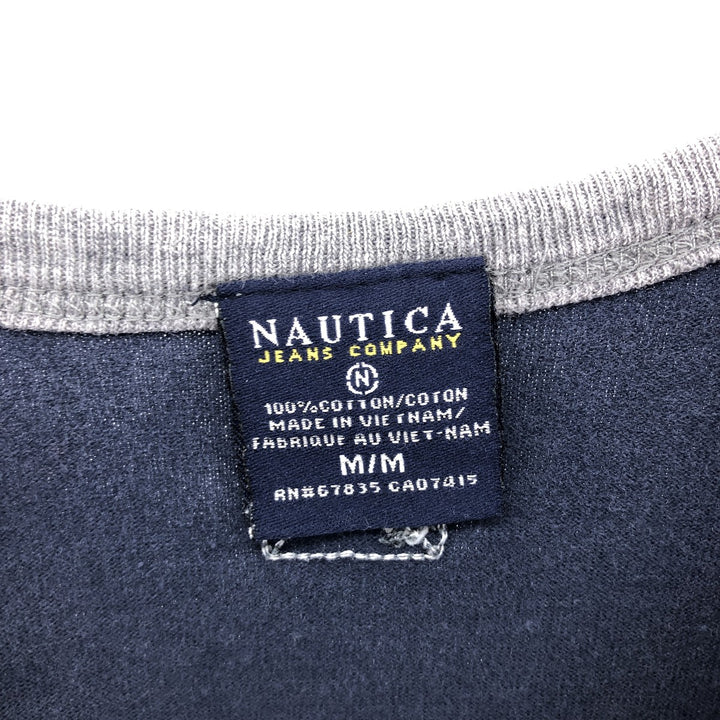 NAUTICA JEANS COMPANY Long T-shirt, Men's M size cotton navy blue type Vintage Second Hand