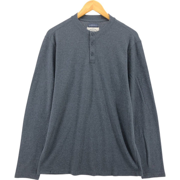 St. John's Bay Henley neck thermal long sleeve T-shirt, honeycomb, men's size L cotton gray type Vintage Second Hand