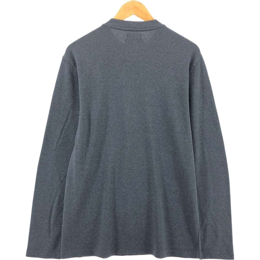 St. John's Bay Henley neck thermal long sleeve T-shirt, honeycomb, men's size L cotton gray type Vintage Second Hand