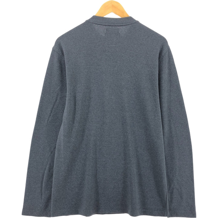 St. John's Bay Henley neck thermal long sleeve T-shirt, honeycomb, men's size L cotton gray type Vintage Second Hand