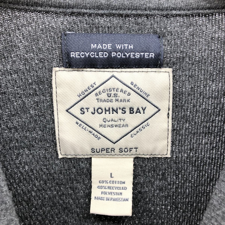 St. John's Bay Henley neck thermal long sleeve T-shirt, honeycomb, men's size L cotton gray type Vintage Second Hand