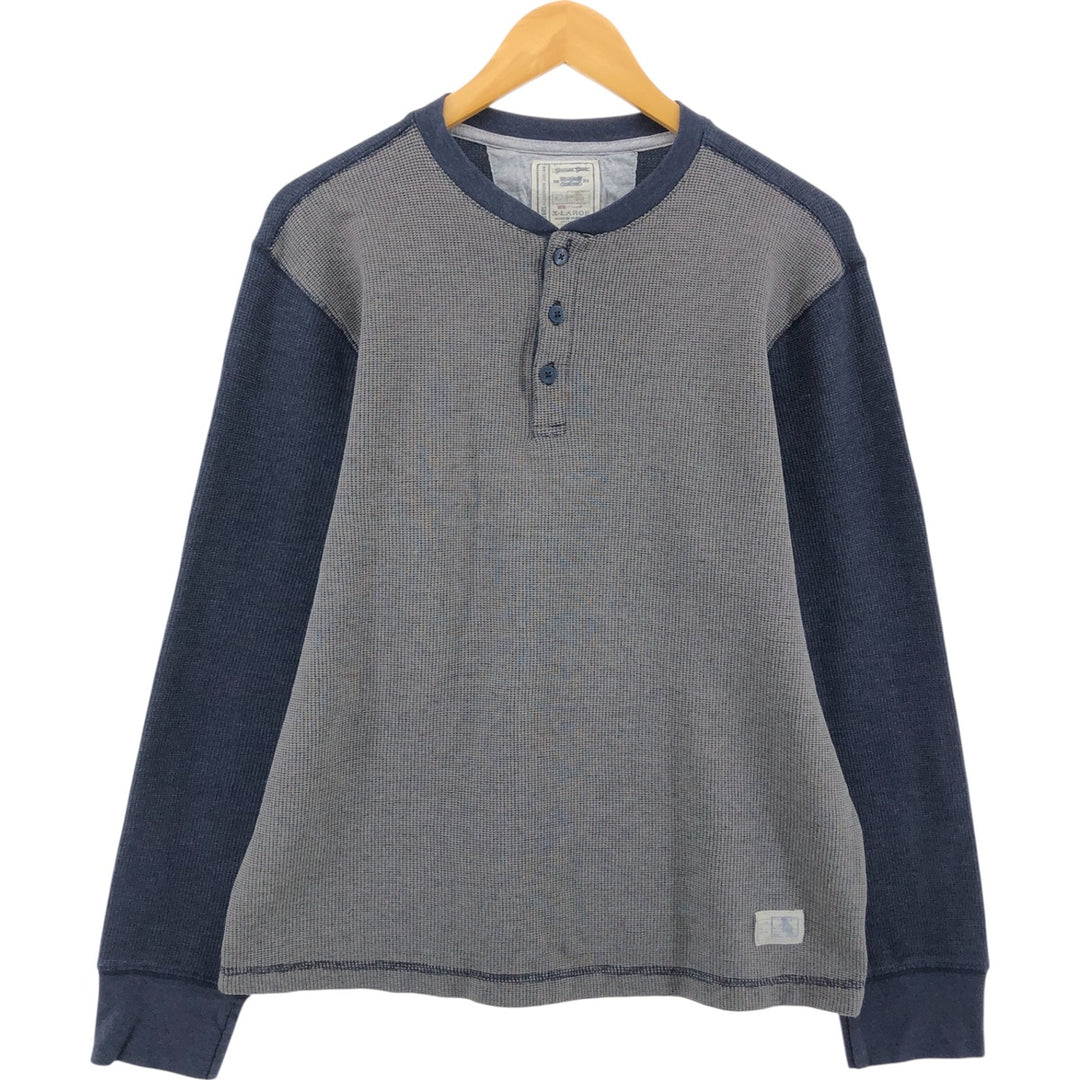 ALEXANDER JULIAN Henley neck thermal long sleeve T-shirt waffle women's XL equivalent cotton gray type Vintage Second Hand