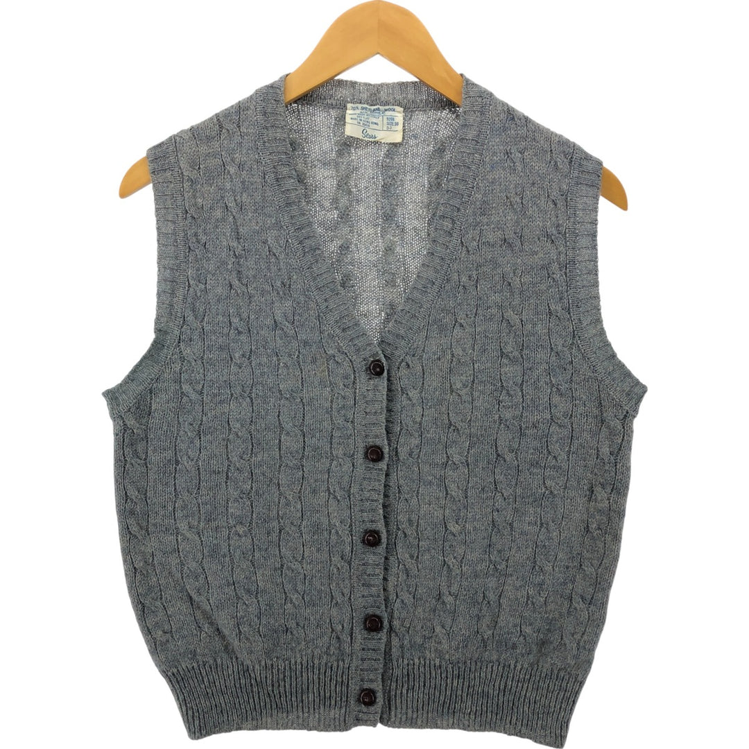 Sears Cable Knit Open Front Wool Knit Vest Men's S Size Vintage wool gray type Vintage Second Hand