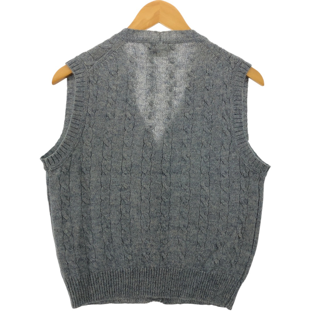 Sears Cable Knit Open Front Wool Knit Vest Men's S Size Vintage wool gray type Vintage Second Hand