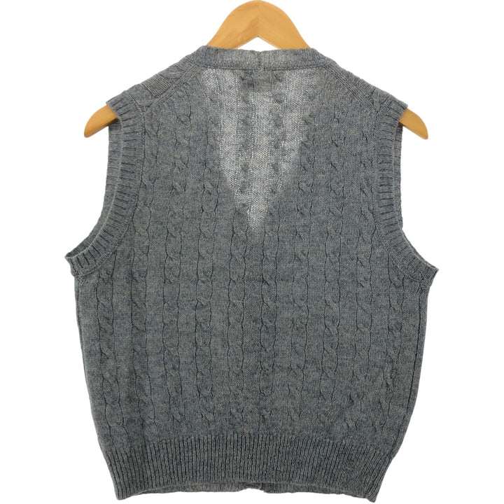 Sears Cable Knit Open Front Wool Knit Vest Men's S Size Vintage wool gray type Vintage Second Hand