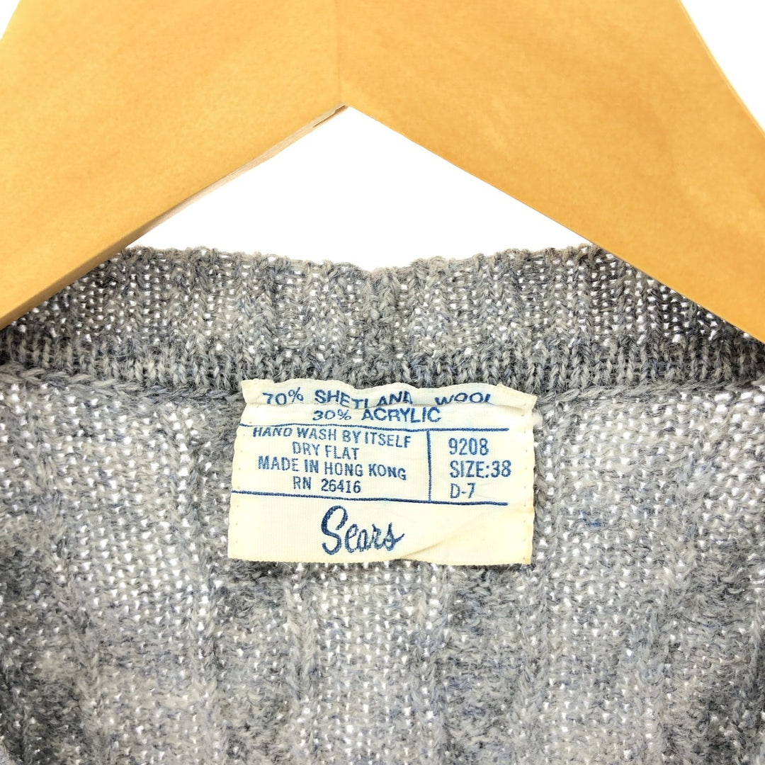 Sears Cable Knit Open Front Wool Knit Vest Men's S Size Vintage wool gray type Vintage Second Hand