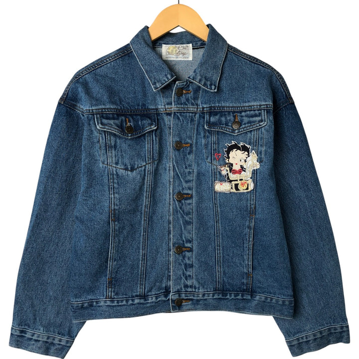 GULL COTTAGE BETTY BOOP denim jacket for women (size L) unclear Blue type light blue Vintage Second Hand
