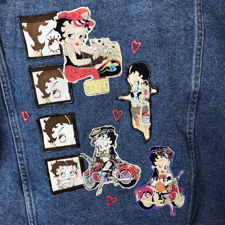 GULL COTTAGE BETTY BOOP denim jacket for women (size L) unclear Blue type light blue Vintage Second Hand