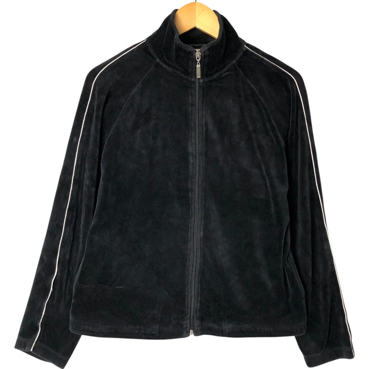 St. John's Bay Pile Jersey Track Jacket for Women (Size M) cotton black type Vintage Second Hand