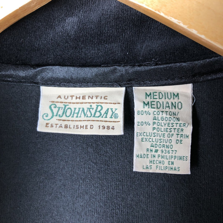 St. John's Bay Pile Jersey Track Jacket for Women (Size M) cotton black type Vintage Second Hand