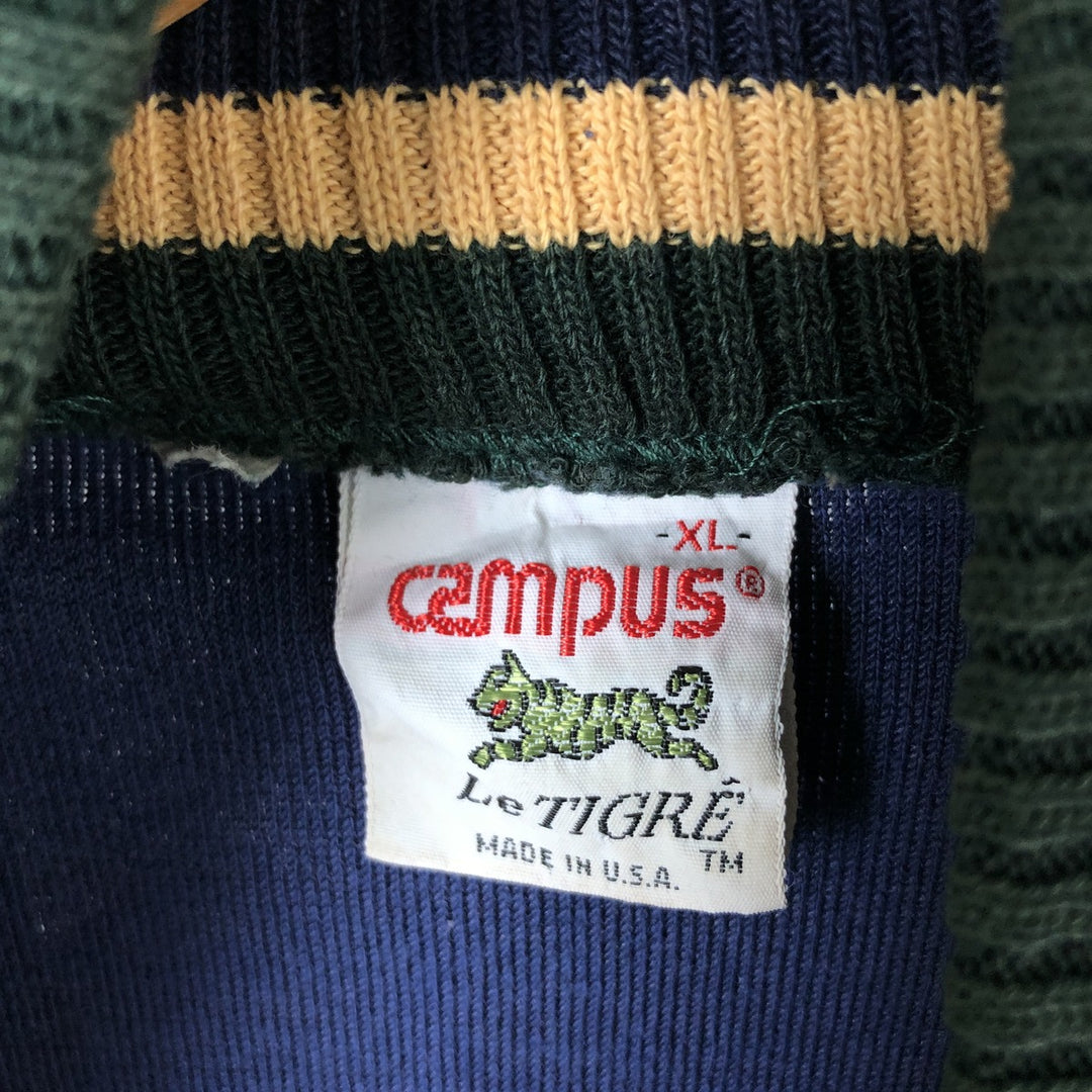 80'S Campus LeTIGRE pile jersey track jacket, made in the USA, women's XL size, vintage unclear navy blue type Vintage Second Hand