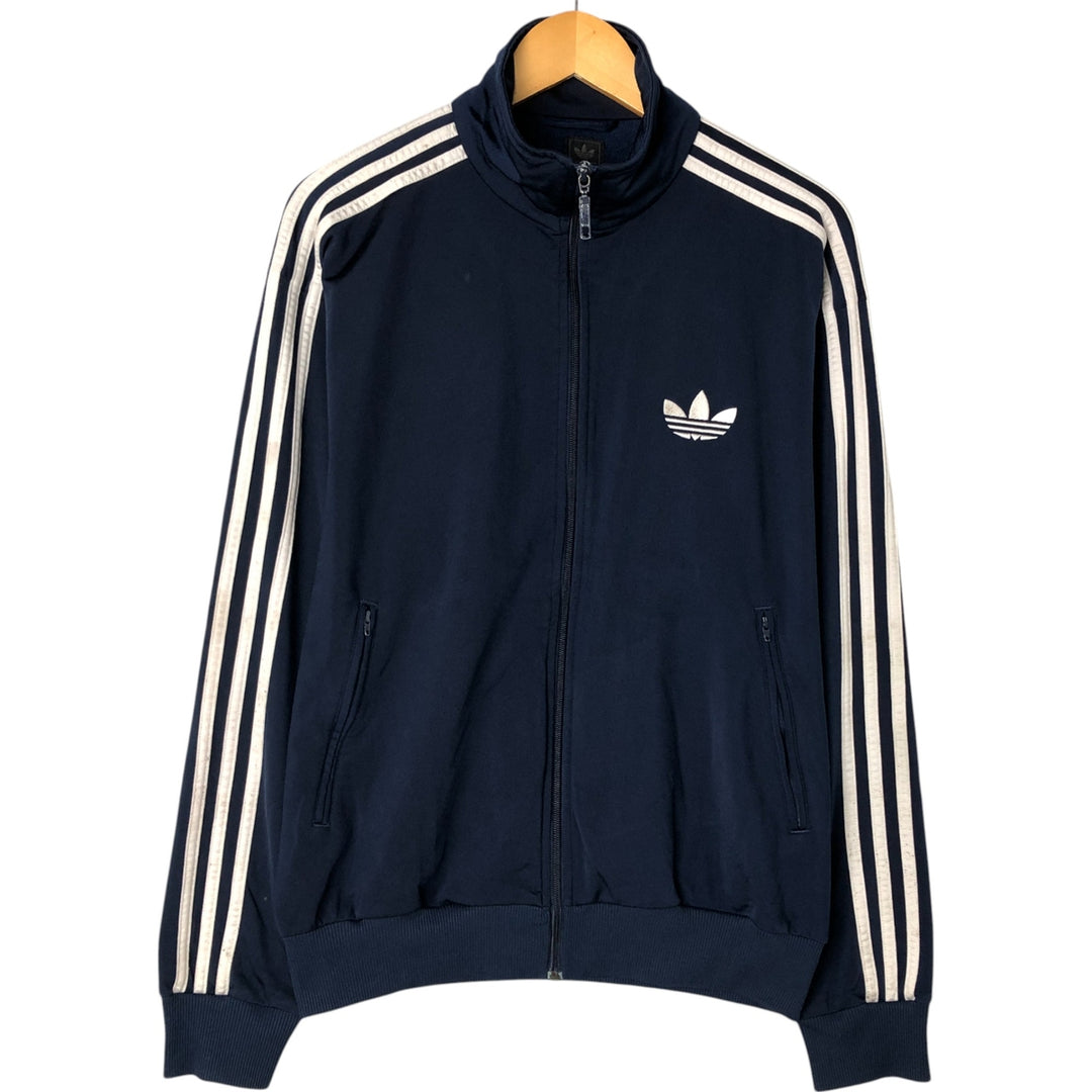00'S adidas jersey track jacket, men's size L polyester navy blue type Vintage Second Hand