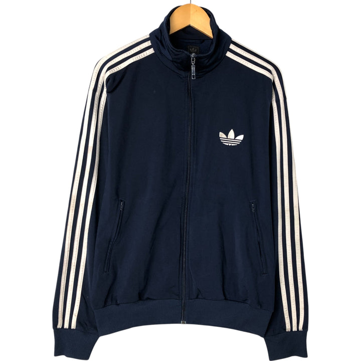00'S adidas jersey track jacket, men's size L polyester navy blue type Vintage Second Hand