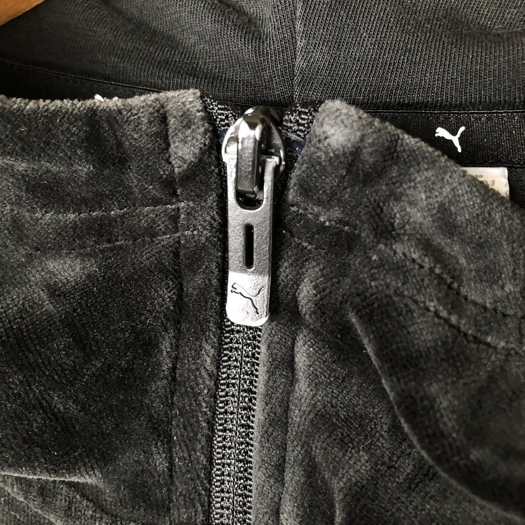 PUMA Hooded Velour Jersey Track Jacket Women's XL cotton black type Vintage Second Hand