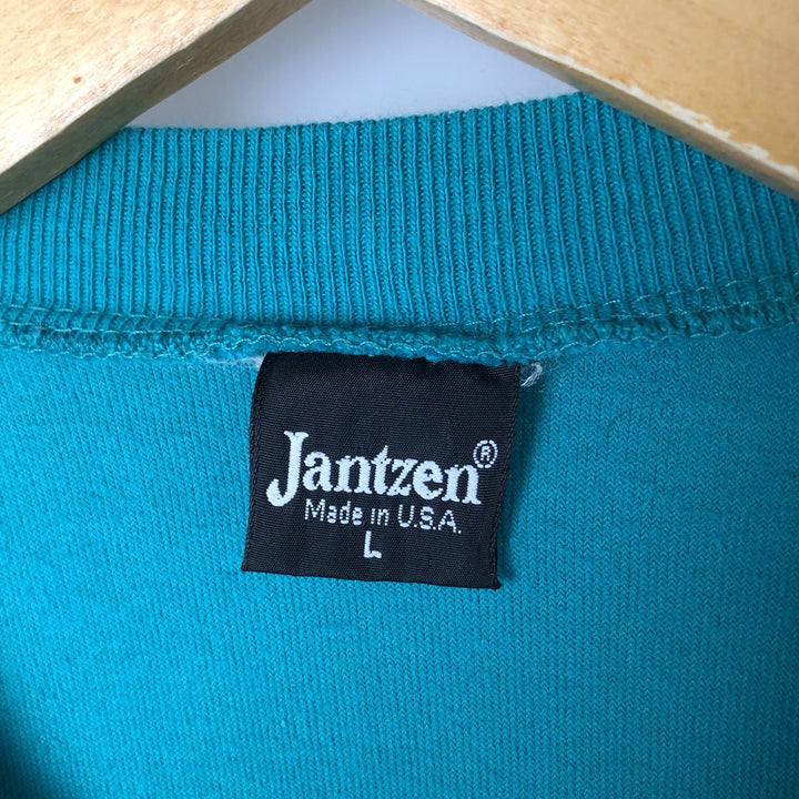 Vintage 80'S Jantzen pile jersey track jacket, made in the USA, size L for men unclear Emerald green Vintage Second Hand