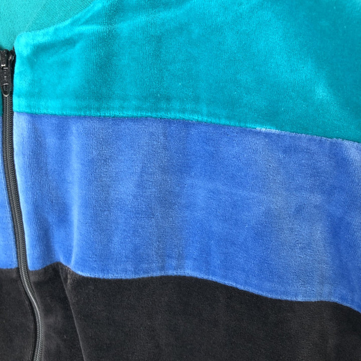 Vintage 80'S Jantzen pile jersey track jacket, made in the USA, size L for men unclear Emerald green Vintage Second Hand