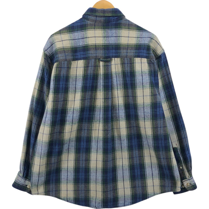 00'S Eddie Bauer Long Sleeve Heavy Flannel Check Shirt Men's Size L cotton blue type Vintage Second Hand