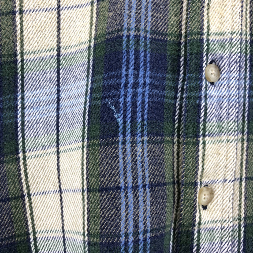 00'S Eddie Bauer Long Sleeve Heavy Flannel Check Shirt Men's Size L cotton blue type Vintage Second Hand