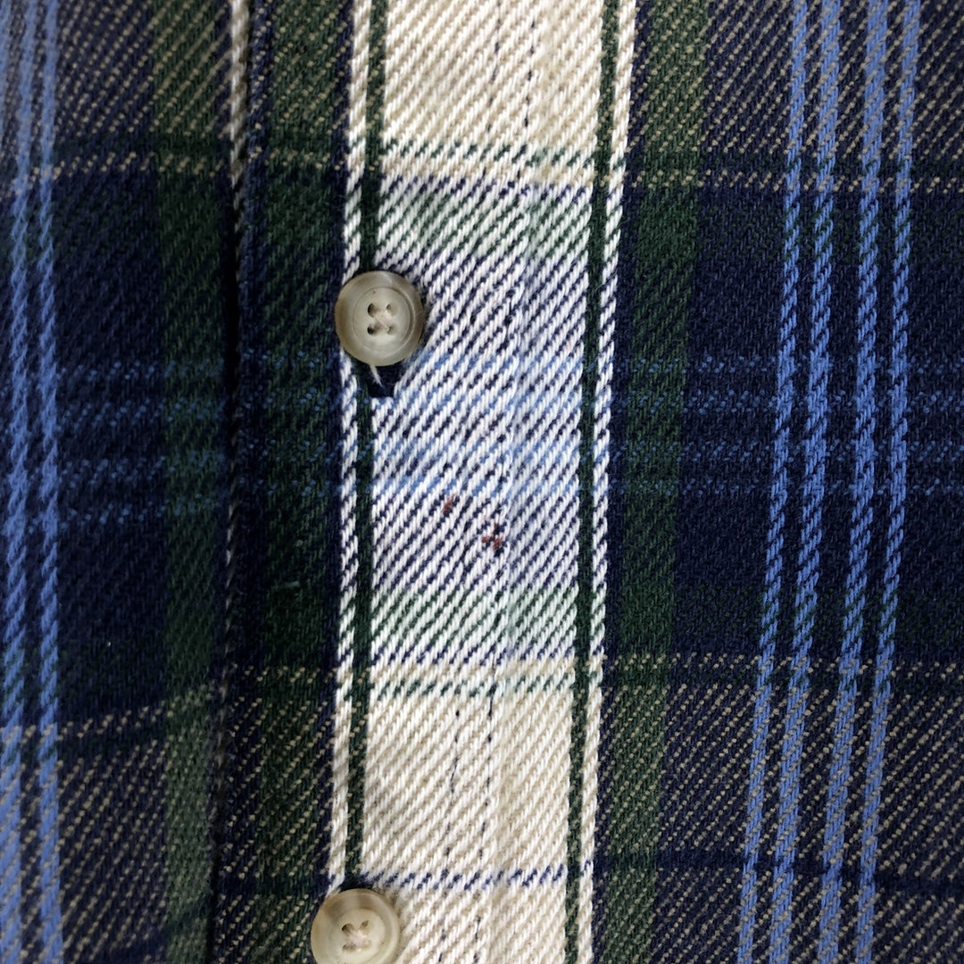 00'S Eddie Bauer Long Sleeve Heavy Flannel Check Shirt Men's Size L cotton blue type Vintage Second Hand