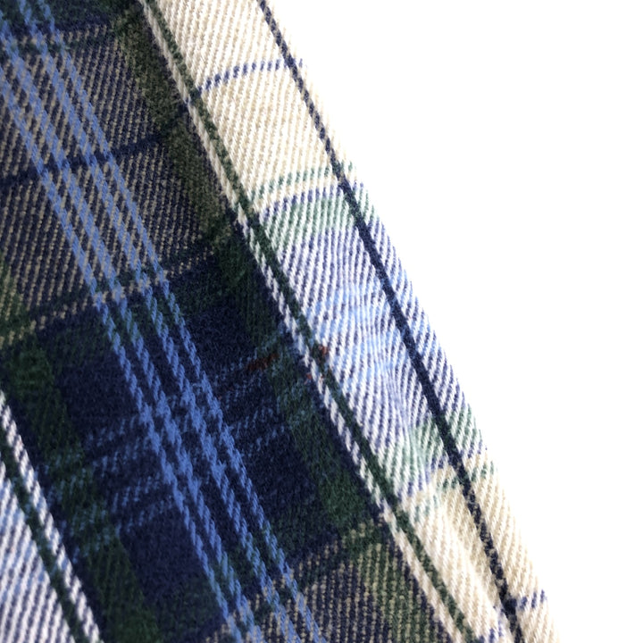 00'S Eddie Bauer Long Sleeve Heavy Flannel Check Shirt Men's Size L cotton blue type Vintage Second Hand