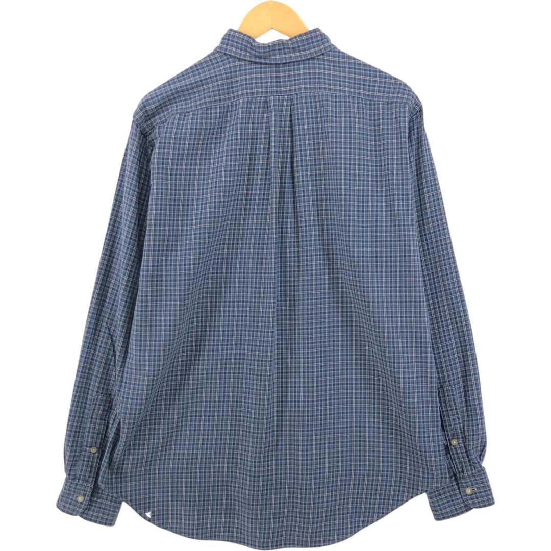 Ralph Lauren Classic Fit Long Sleeve Button Down Light Flannel Check Shirt, Men's Size L cotton blue type Vintage Second Hand