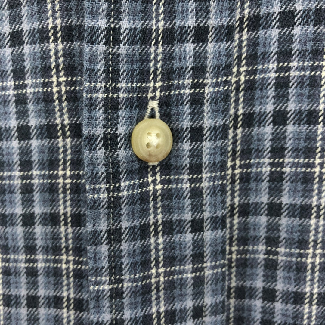 Ralph Lauren Classic Fit Long Sleeve Button Down Light Flannel Check Shirt, Men's Size L cotton blue type Vintage Second Hand