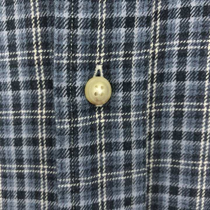 Ralph Lauren Classic Fit Long Sleeve Button Down Light Flannel Check Shirt, Men's Size L cotton blue type Vintage Second Hand