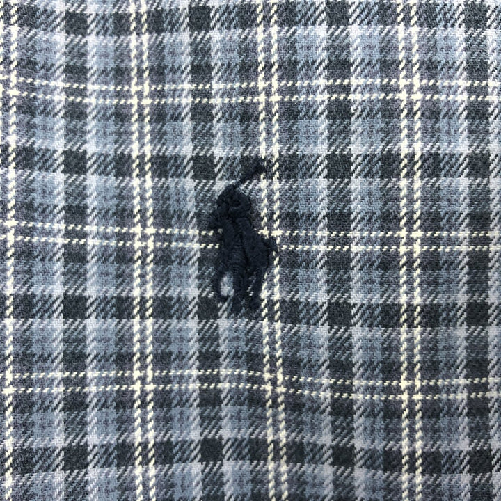 Ralph Lauren Classic Fit Long Sleeve Button Down Light Flannel Check Shirt, Men's Size L cotton blue type Vintage Second Hand