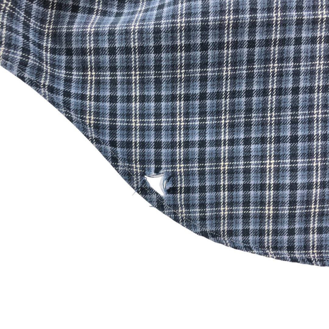 Ralph Lauren Classic Fit Long Sleeve Button Down Light Flannel Check Shirt, Men's Size L cotton blue type Vintage Second Hand