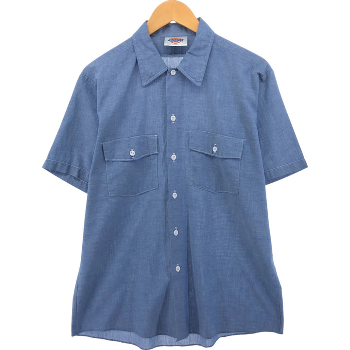 Vintage 80s-90'S Dickies short sleeve chambray shirt, men's size L unclear blue type Vintage Second Hand